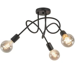 Straluma Plafondlamp Krul 3L zwart ex. e27 lb.> Plafondlampen|Landelijke Verlichting