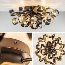 Straluma Plafondlamp Krul zwart/goud><noscript><img width=