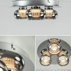 Straluma Plafondlamp 3-L chroom/smoke 3-step dim.></noscript> Plafondlampen|Halverlichting