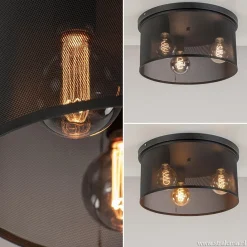 Straluma Plafondlamp 3L cilinder gaas zwart 44cm><noscript><img width=