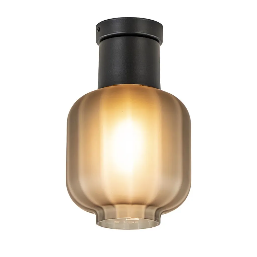 Straluma Plafondlamp Lett zwart + smoke glas 20cm> Plafondlampen|Design Verlichting