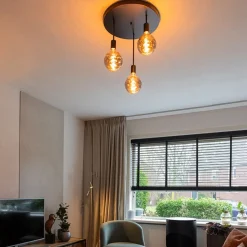 Straluma Plafondlamp 3-lichts zwart ex. e27><noscript><img width=