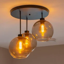 Straluma Plafondlamp 3-lichts zwart + smoke glas 25cm><noscript><img width=