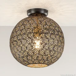 Straluma Plafondlamp Oronero bol zwart/goud 30cm> Keukenverlichting|Halverlichting
