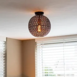 Straluma Plafondlamp Oronero bol zwart/goud 30cm></noscript> Keukenverlichting|Halverlichting