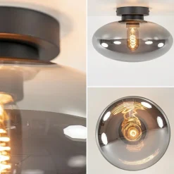 Straluma Plafondlamp Reflexion zwart+smoke glas><noscript><img width=