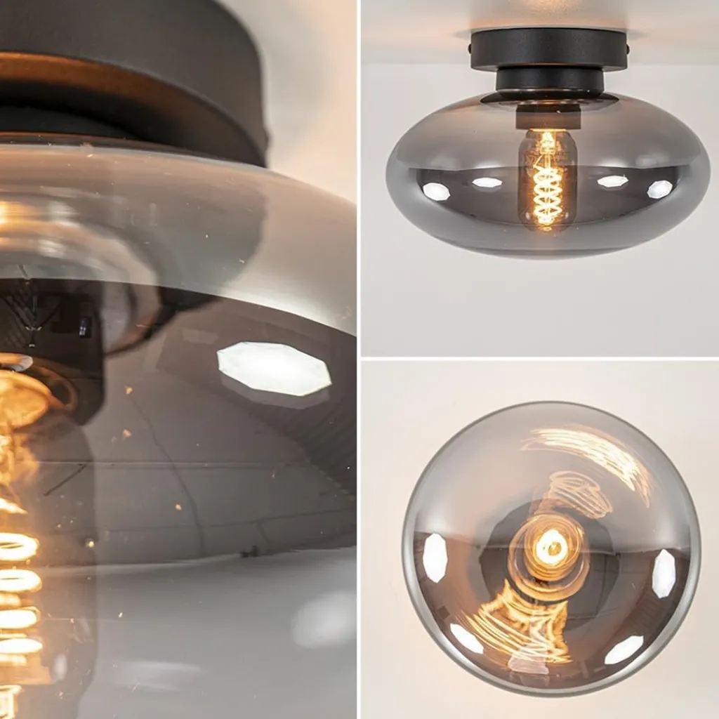 Straluma Plafondlamp Reflexion zwart+smoke glas> Woonkamerlampen|Slaapkamerlampen