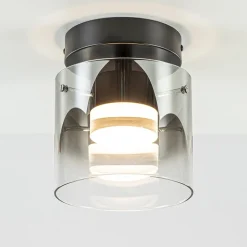 Straluma Plafondlamp Salerno zwart/smoke glas> Plafondlampen|Woonkamerlampen