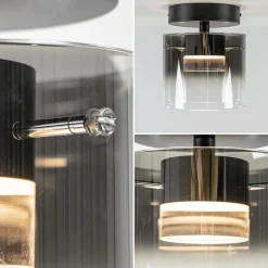 Straluma Plafondlamp Salerno zwart/smoke glas></noscript> Plafondlampen|Woonkamerlampen
