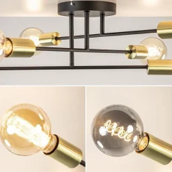 Straluma Plafondlamp Sticks 6L zwart/goud><noscript><img width=