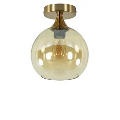 Straluma Plafondlamp toilet goud met amber glas> Kantoorverlichting|Plafondlampen