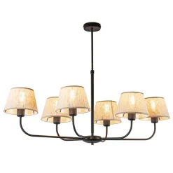 Straluma Plafondlamp zwart met beige kapjes> Keukenverlichting|Eetkamerverlichting