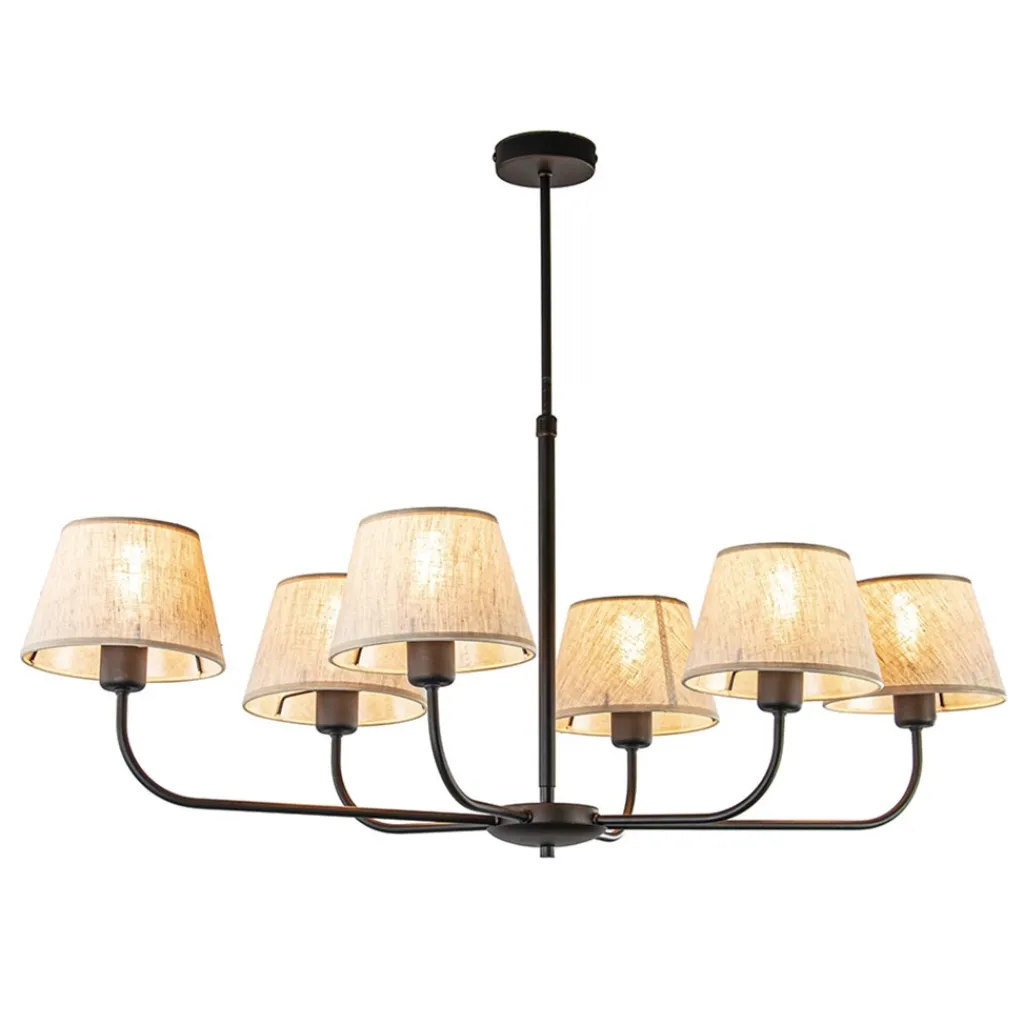 Straluma Plafondlamp zwart met beige kapjes> Keukenverlichting|Eetkamerverlichting