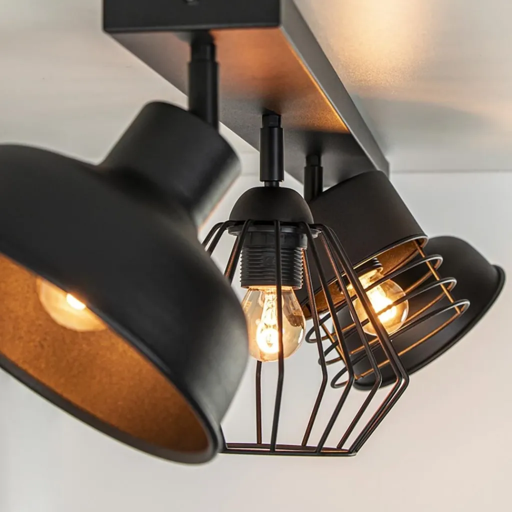 Straluma Plafondlamp zwart met verschillende kappen> Tienerkamerlampen|Plafondlampen