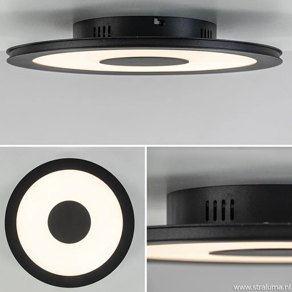 Straluma Plafondlamp zwart rond 38cm 3-st.dim.> Plafondlampen|Plafonnières