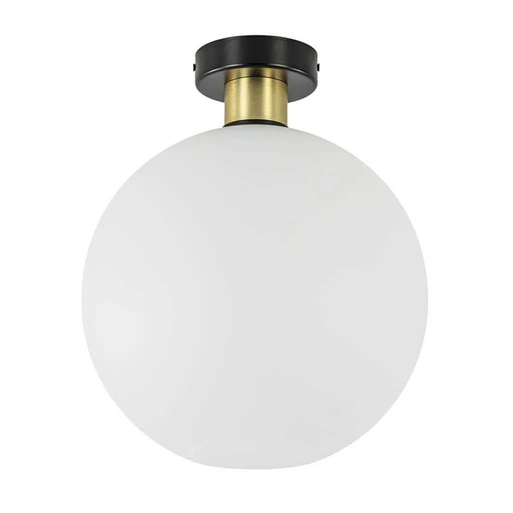 Straluma Plafondlamp zwart/goud met opaal glas 30 cm> Plafondlampen|Luxe Verlichting