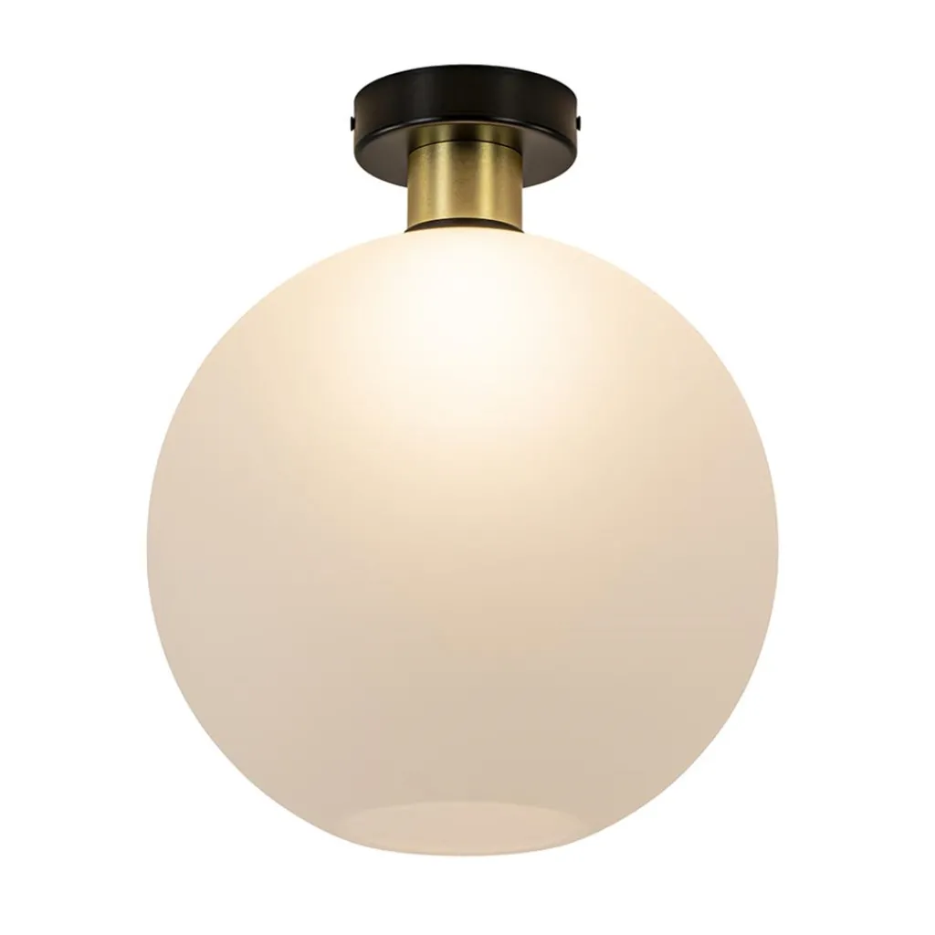 Straluma Plafondlamp zwart/goud met opaal glas 30 cm> Plafondlampen|Luxe Verlichting