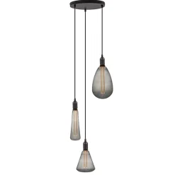 Straluma Plafondplaat rond zwart 3-lichts pendel ex.lb> Eettafellampen|Pendel Lampen