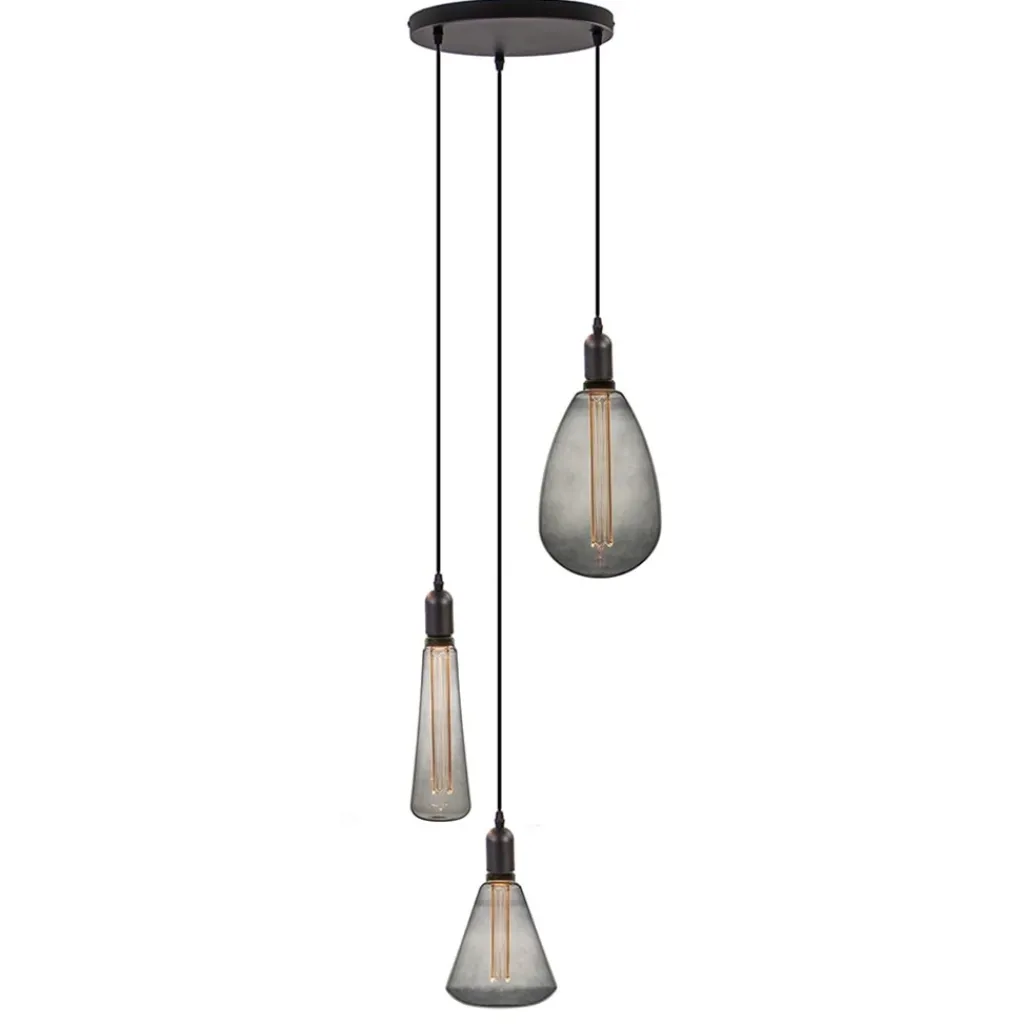 Straluma Plafondplaat rond zwart 3-lichts pendel ex.lb> Eettafellampen|Pendel Lampen