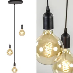 Straluma Plafondplaat rond zwart 3-lichts pendel ex.lb><noscript><img width=