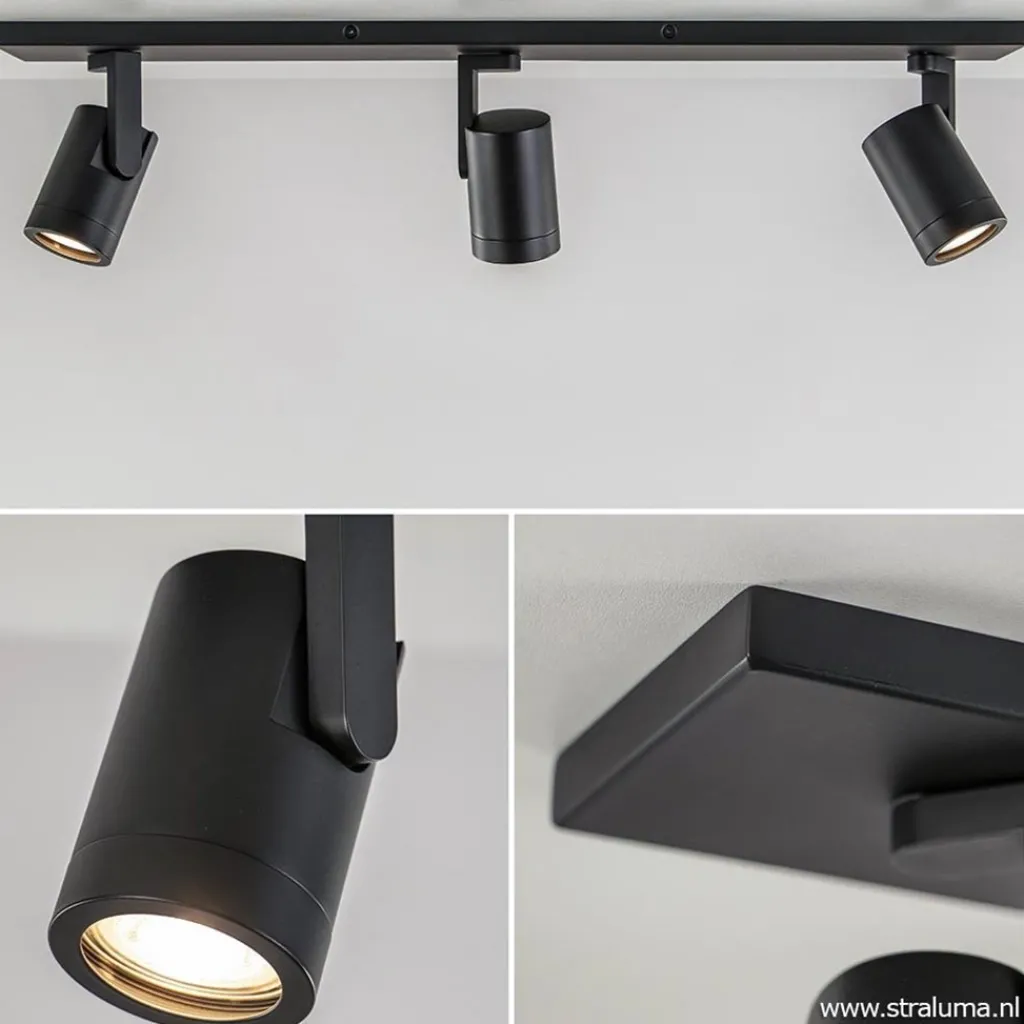 Straluma Plafondspot balk 3-lichts zwart ex.gu10> Opbouwspots|Keukenverlichting