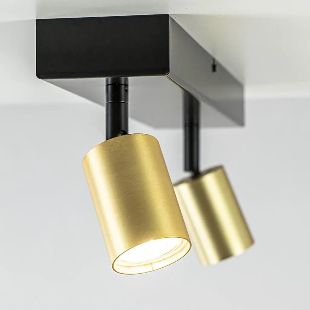 Straluma Plafondspot Bounce 2L 40cm zwart/matgoud> Plafondlampen|Opbouwspots