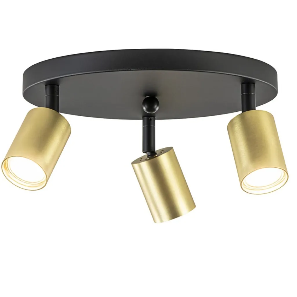 Straluma Plafondspot Bounce 3L rond zwart/goud> Plafondlampen|Opbouwspots