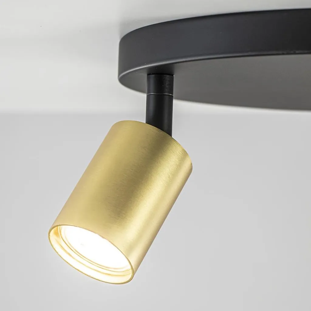 Straluma Plafondspot Bounce 3L rond zwart/goud> Plafondlampen|Opbouwspots