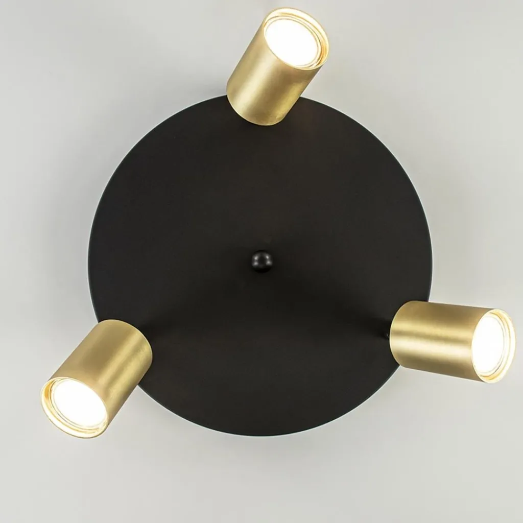 Straluma Plafondspot Bounce 3L rond zwart/goud> Plafondlampen|Opbouwspots