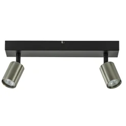 Straluma Plafondspot Bounce 2L zwart/rvs> Plafondlampen|Opbouwspots