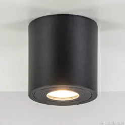 Straluma Plafondspot cilinder zwart gu10 IP44> Opbouwspots|Keukenverlichting