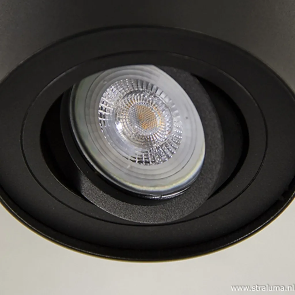 Straluma *Plafondspot cilinder zwart verstelbaar> Opbouwspots|Woonkamerlampen