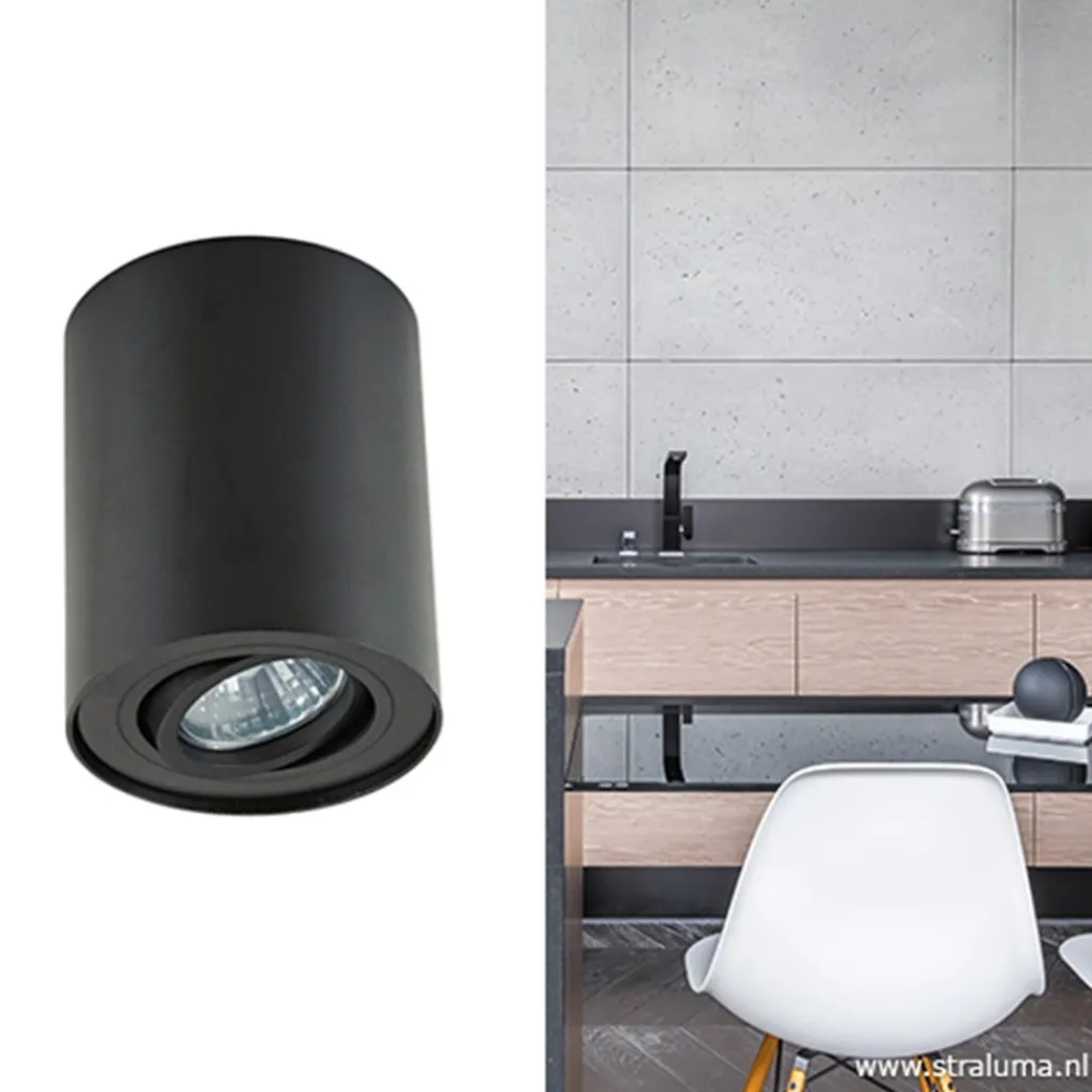 Straluma *Plafondspot cilinder zwart verstelbaar> Opbouwspots|Woonkamerlampen