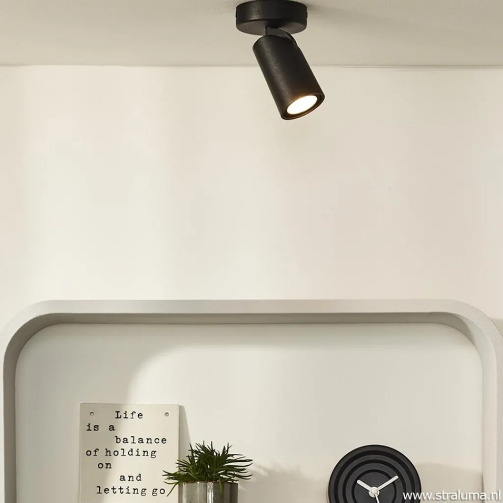 Straluma Plafondspot enkel zwart incusief GU10 dim to warm> Plafondlampen|Opbouwspots