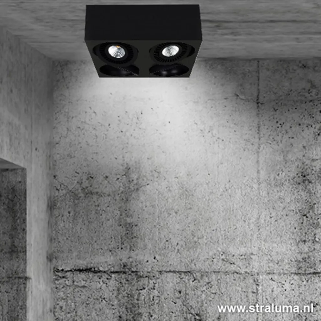 Straluma Plafondspot Eye box 4L zwart 3000k> Plafondlampen|Opbouwspots