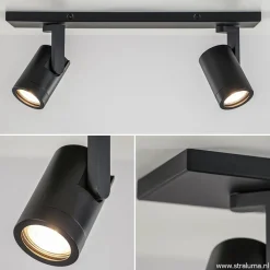 Straluma Plafondspot Halo 2L op balk zwart></noscript> Opbouwspots|Keukenverlichting