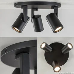 Straluma Plafondspot Halo 3L rond zwart></noscript> Opbouwspots|Woonkamerlampen