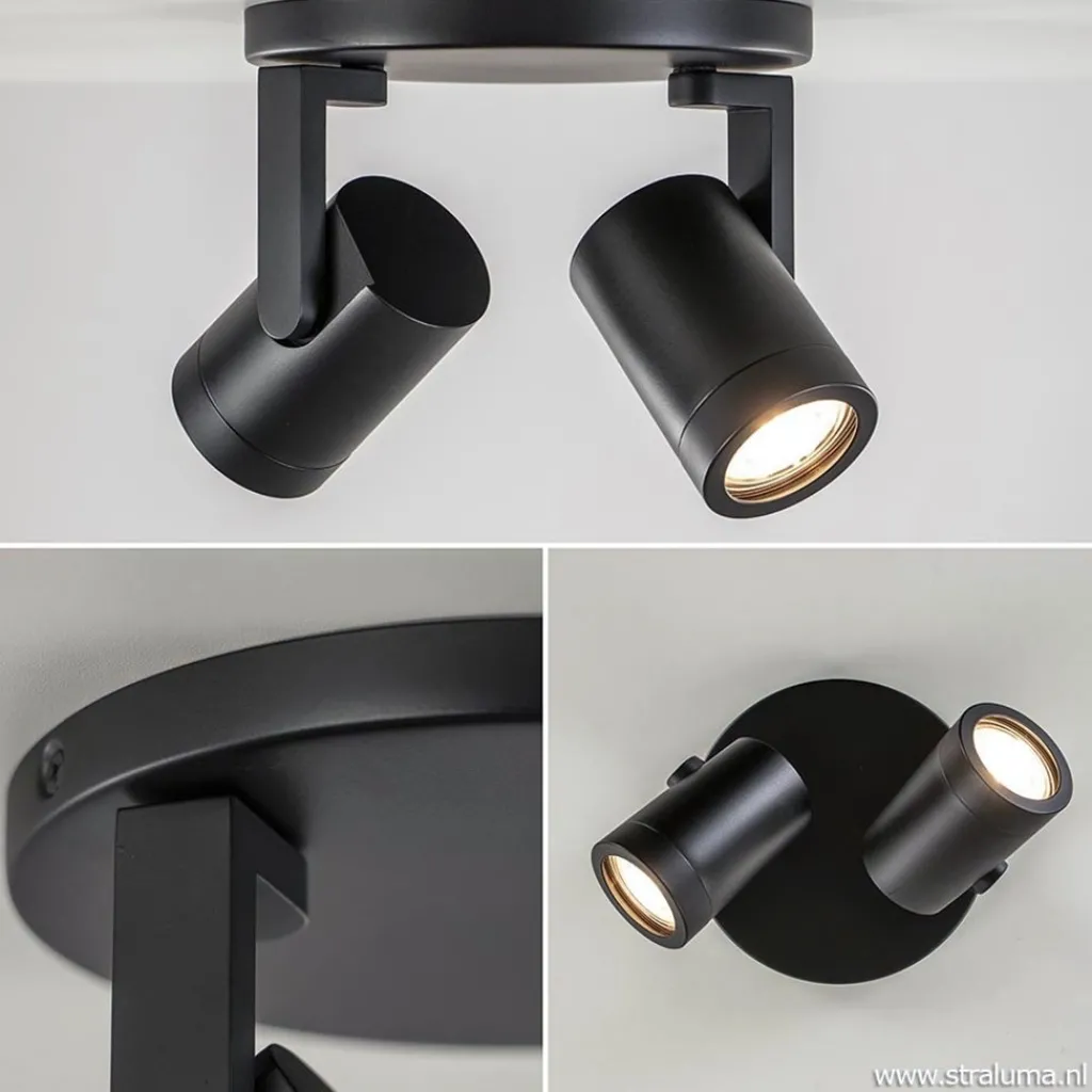 Straluma Plafondspot Halo Spot 2L rond zwart> Opbouwspots|Woonkamerlampen