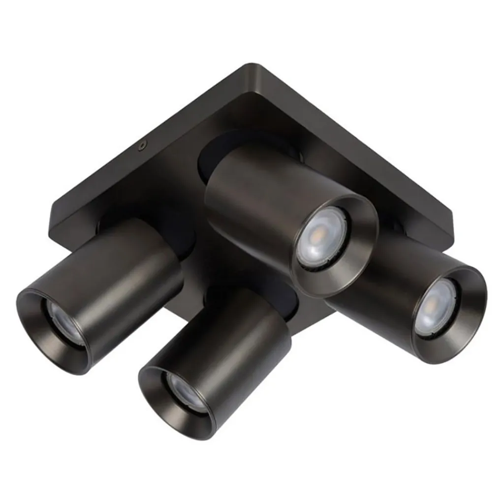 Straluma Plafondspot 4L vierkant gunmetal incl. gu10> Plafondlampen|Opbouwspots