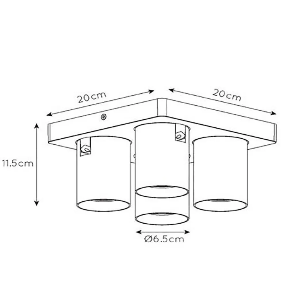 Straluma Plafondspot 4L vierkant gunmetal incl. gu10> Plafondlampen|Opbouwspots