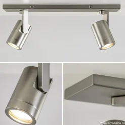 Straluma Plafondspot 2-licht op balk nikkel gu10><noscript><img width=