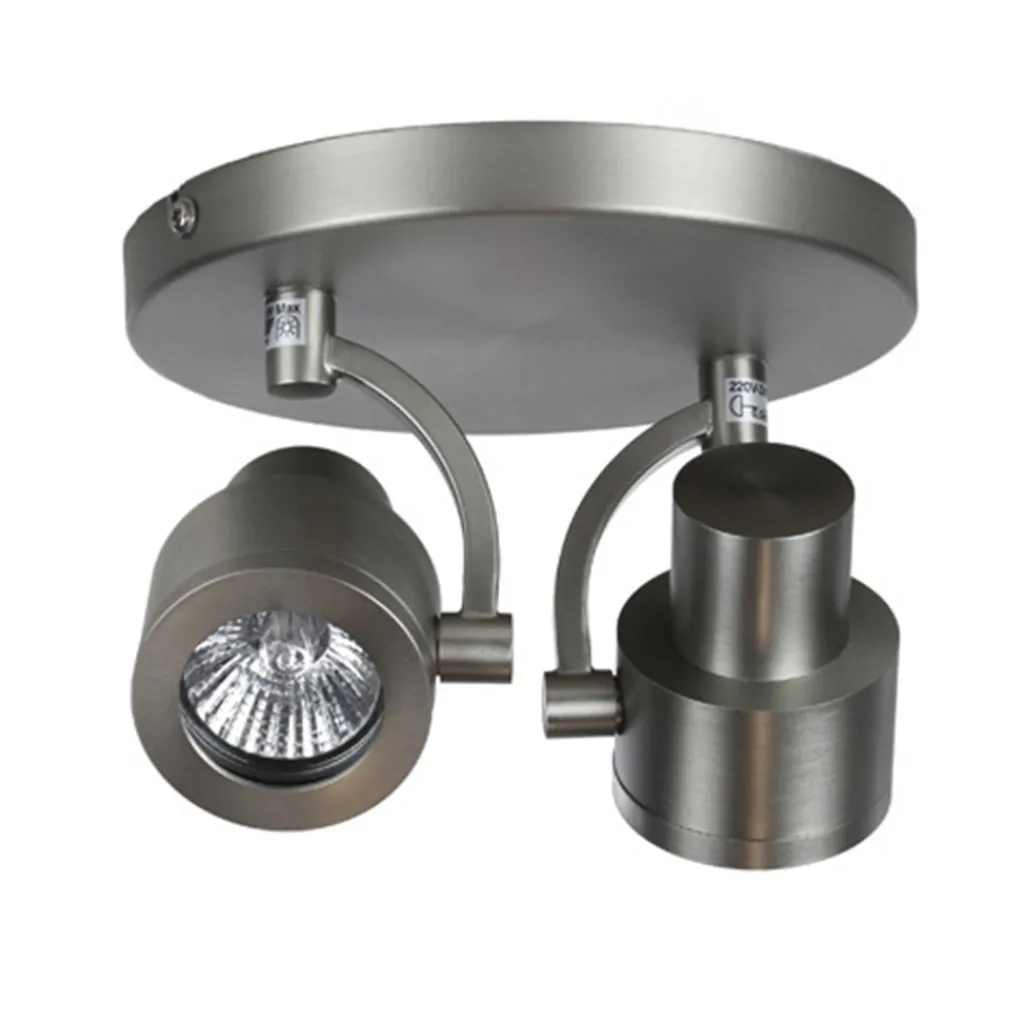 Straluma Plafondspot 2-lichts rond nikkel gu10> Opbouwspots|Woonkamerlampen