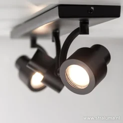 Straluma Plafondspot mat zwart balk 3-lichts gu10><noscript><img width=