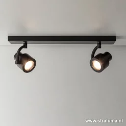 Straluma Plafondspot mat zwart balk 2-lichts gu10> Plafondlampen|Opbouwspots