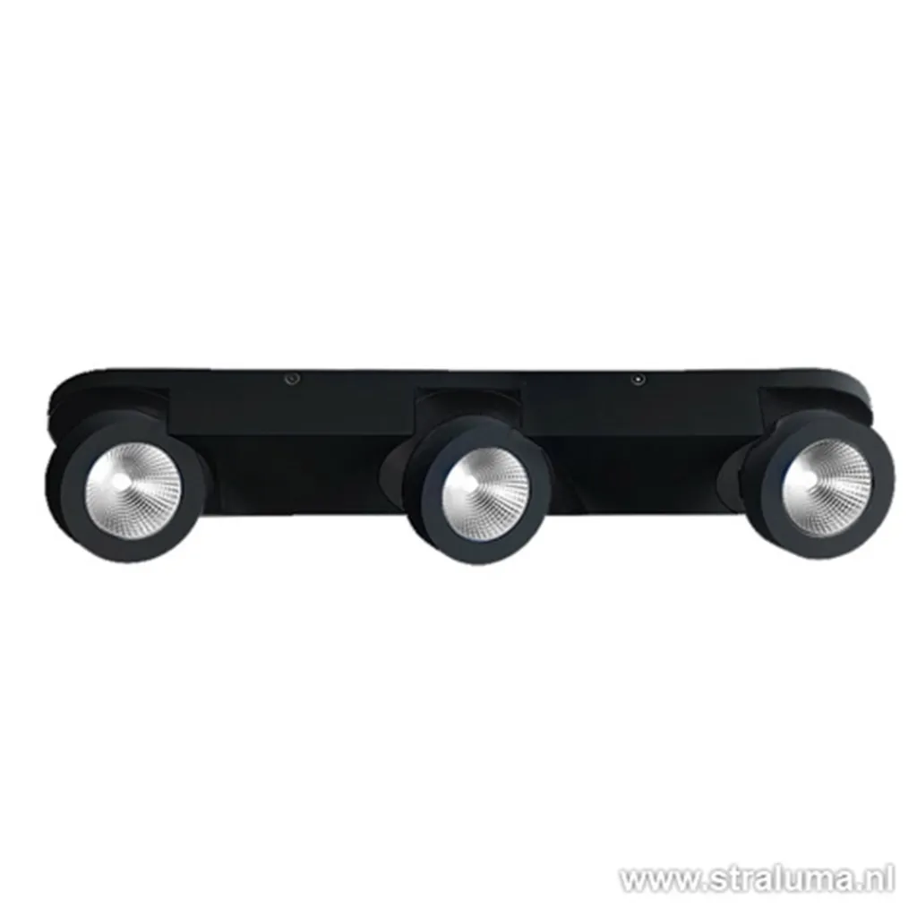 Straluma Plafondspot Montreal 3L balk zwart 3000k> Plafondlampen|Opbouwspots