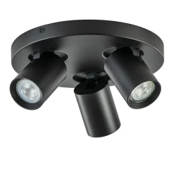 Straluma Plafondspot Oliver 3L rond zwart gu10> Opbouwspots|Woonkamerlampen