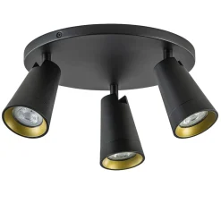 Straluma Plafondspot Petunia 3L rond zwart/goud> Opbouwspots|Woonkamerlampen