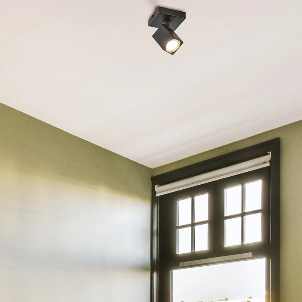 Straluma Plafondspot Quadro 1L zwart gu10> Opbouwspots|Woonkamerlampen