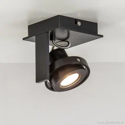 Straluma Plafondspot Quatro 1L zwart incl.gu10> Plafondlampen|Opbouwspots