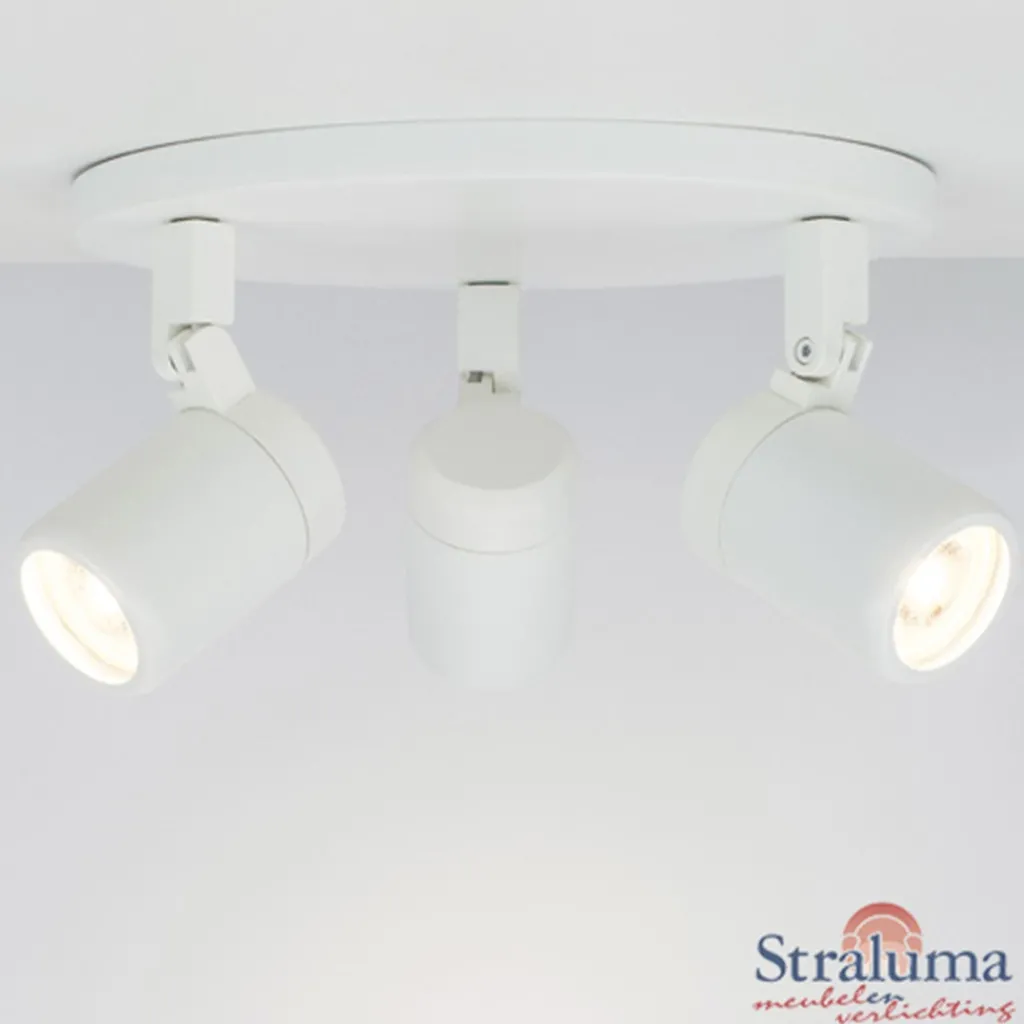 Straluma Plafondspot Rain 3L rond wit IP44> Plafondlampen|Opbouwspots